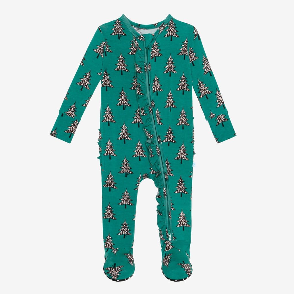 Christmas in July Footie Ruffled Zippered One Piece