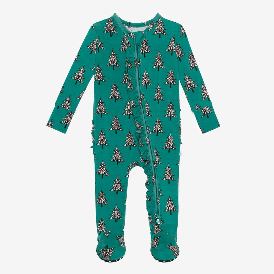 Christmas in July Footie Ruffled Zippered One Piece