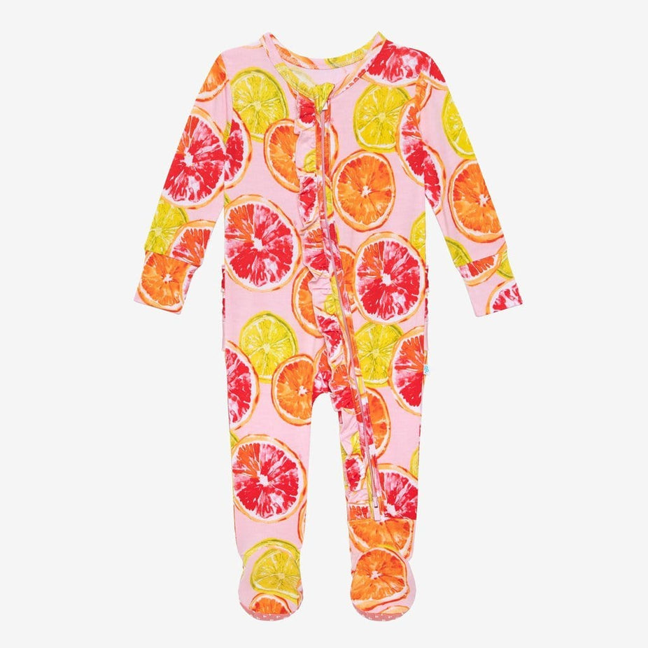 Citrine Footie Ruffled Zippered One Piece