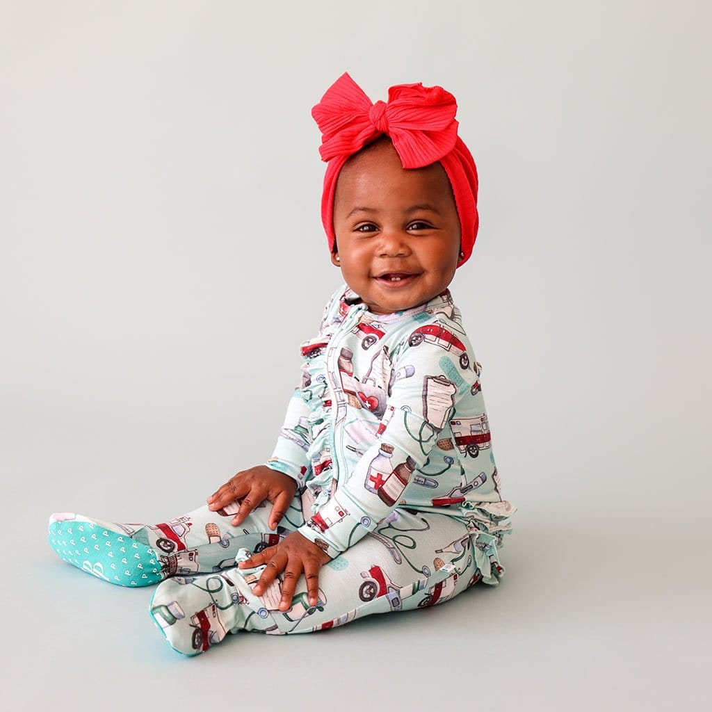 Doctors & Nurses Footie Ruffled Zippered One Piece