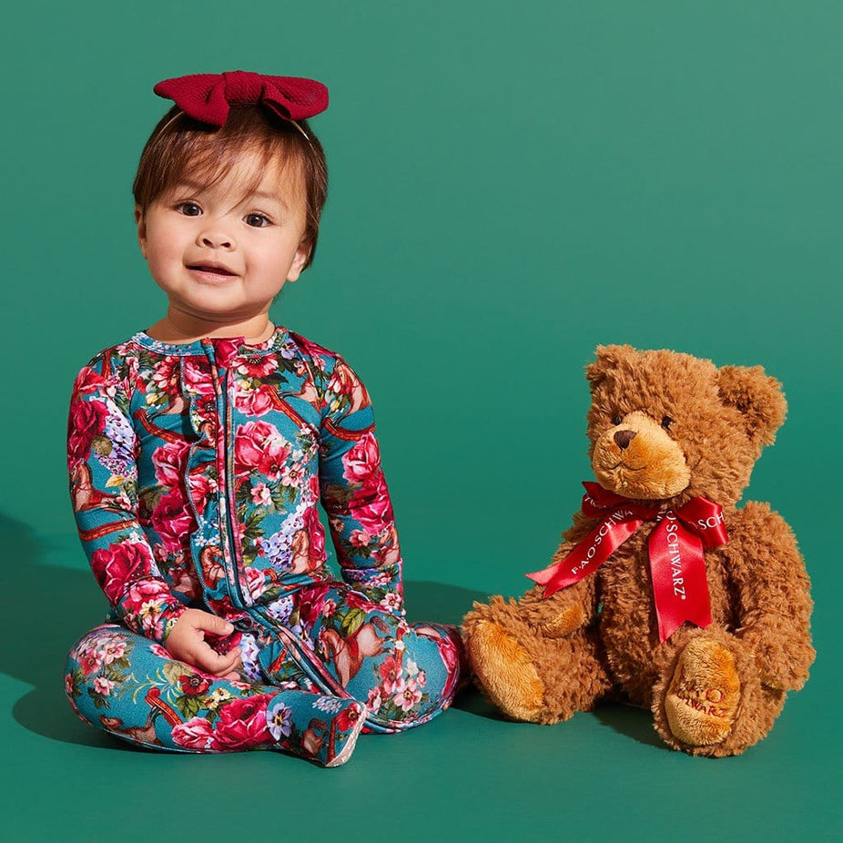 FAO Schwarz® Floral Footie Ruffled Zippered One Piece