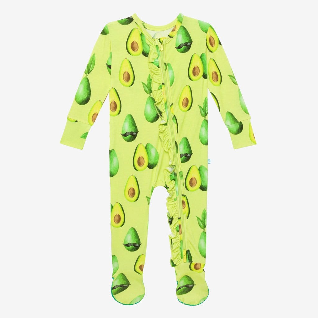 Franco Footie Ruffled Zippered One Piece in avocado print