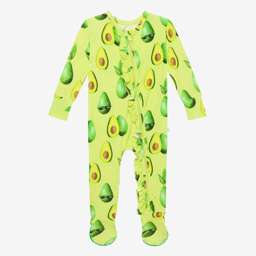 Franco Footie Ruffled Zippered One Piece in avocado print