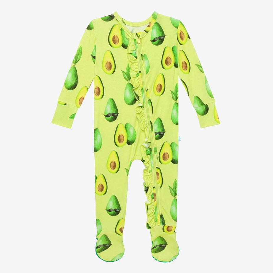 Franco Footie Ruffled Zippered One Piece in avocado print