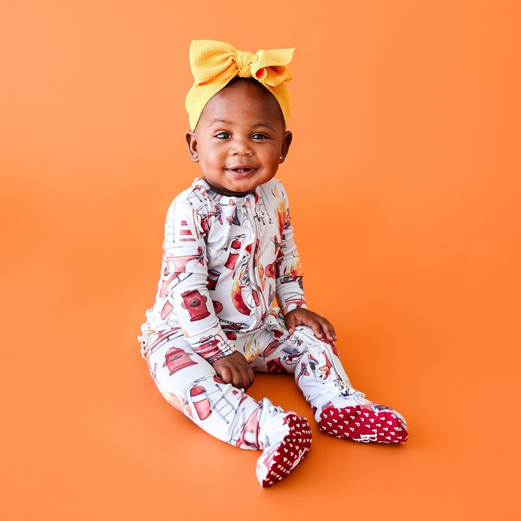 Firemen Footie Ruffled Zippered One Piece