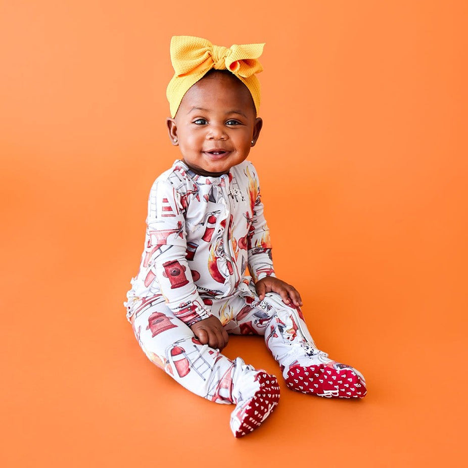 Firemen Footie Ruffled Zippered One Piece