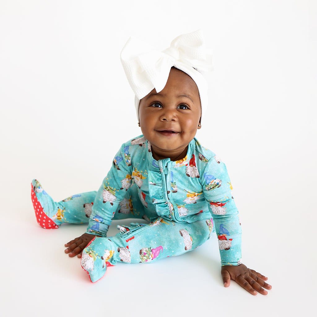 Gnomey Footie Ruffled Zippered One Piece