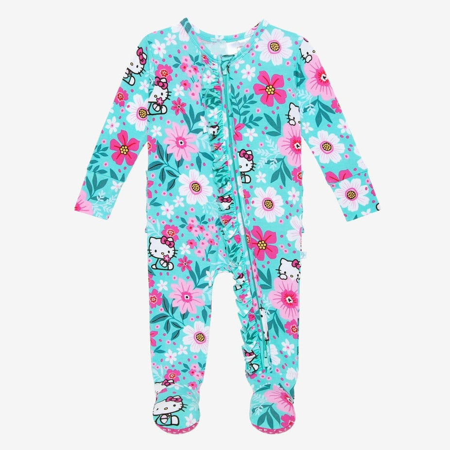 Hello Kitty® Floral Footie Ruffled Zippered One Piece Front