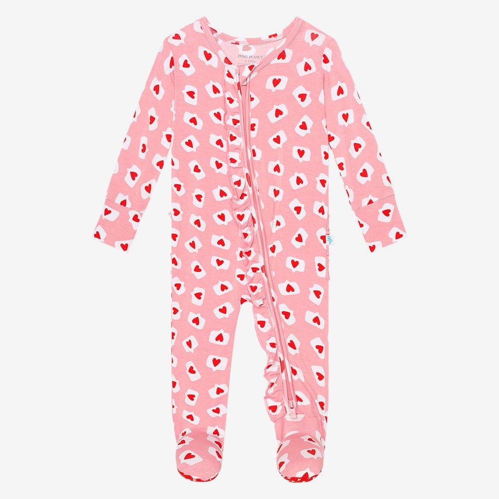 Heart Me Footie Ruffled Zippered One Piece