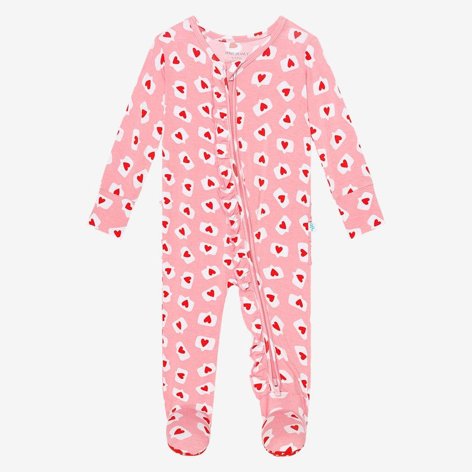 Heart Me Footie Ruffled Zippered One Piece