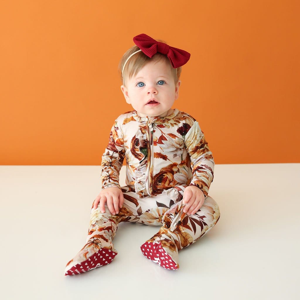 Baby Girl in Floral Baby Girl Footie Pajamas Julieta
