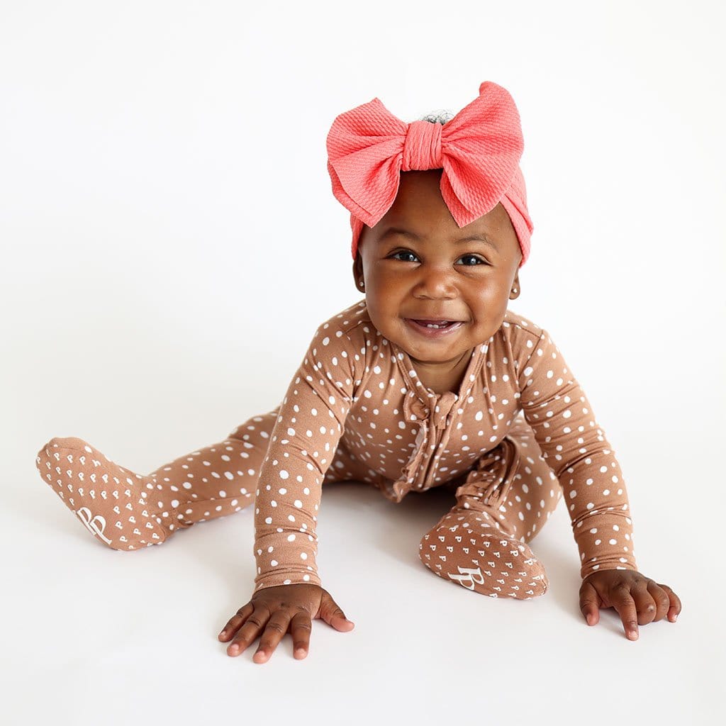 Baby Girl Smiling in Polka Dot Baby Girl One Piece Julia