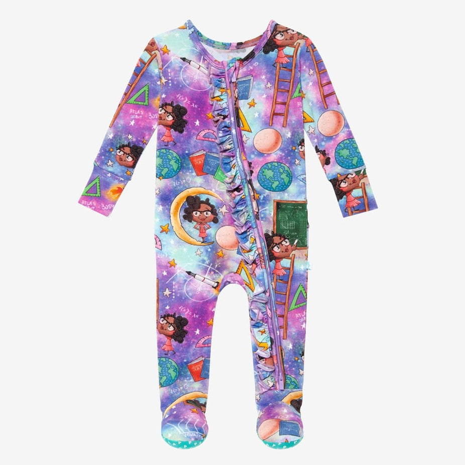 Katherine Johnson Footie Ruffled Zippered One Piece