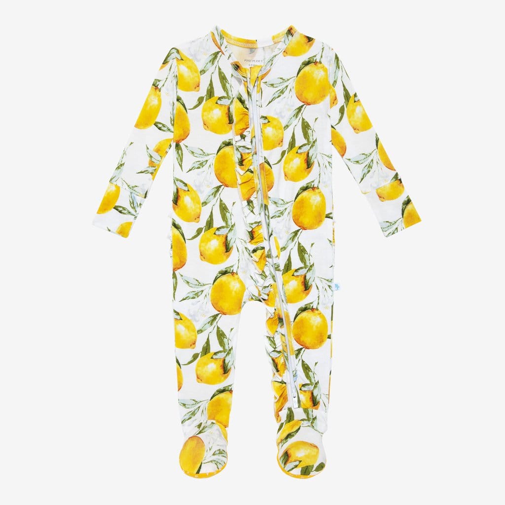 Limoncello Footie Ruffled Zippered One Piece