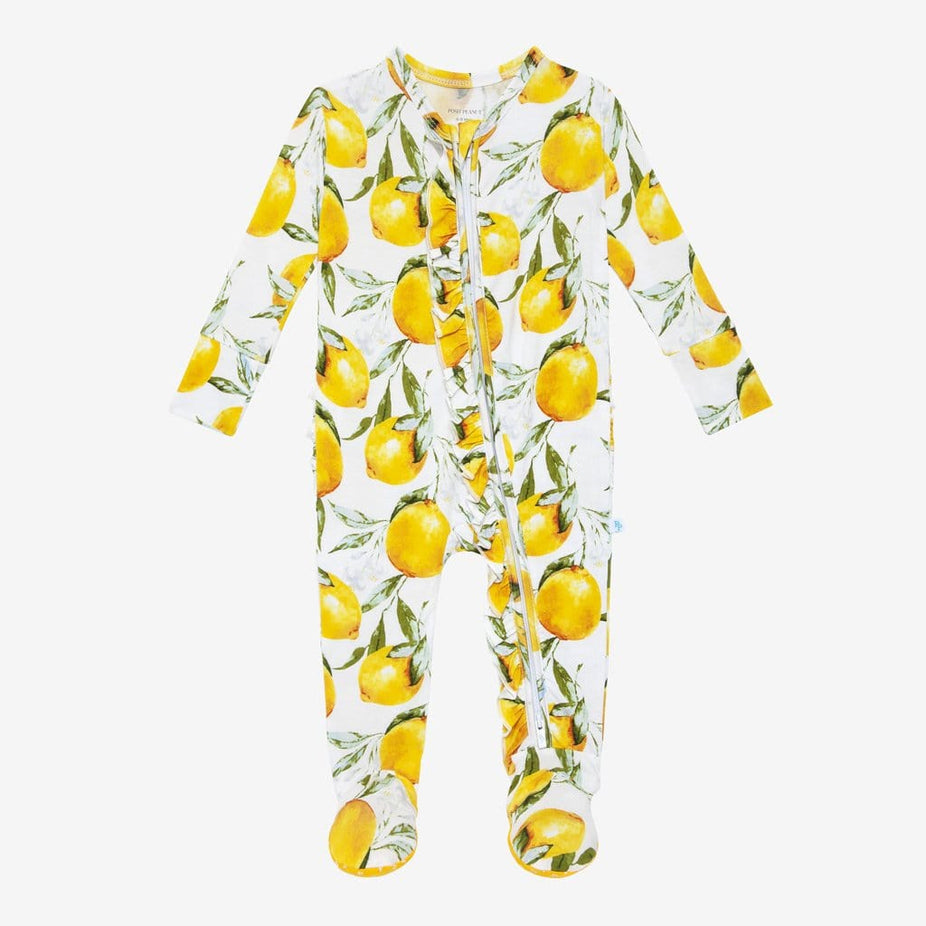 Limoncello Footie Ruffled Zippered One Piece