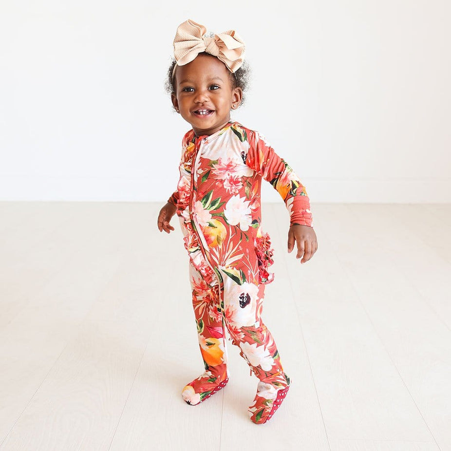 Leonora Footie Ruffled Zippered One Piece