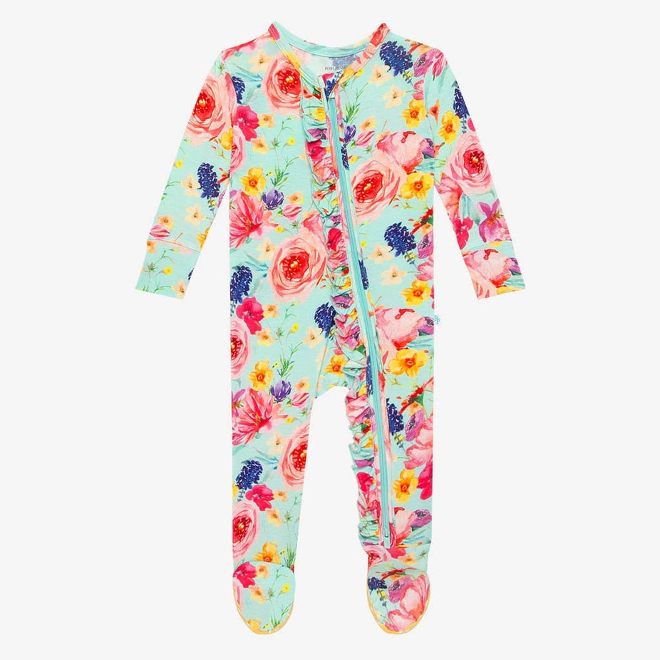 Olivia Mae Footie Ruffled Zippered One Piece