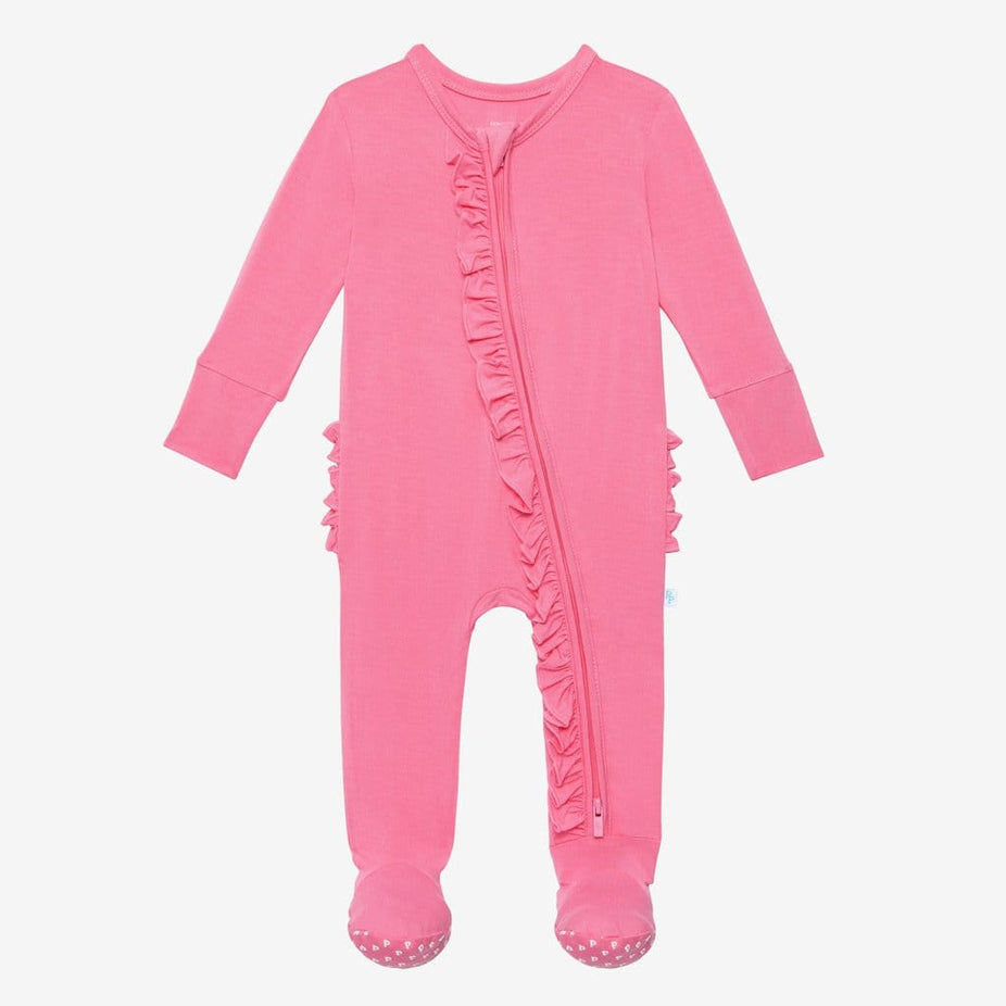 Pink Lemonade Footie Ruffled Zippered One Piece