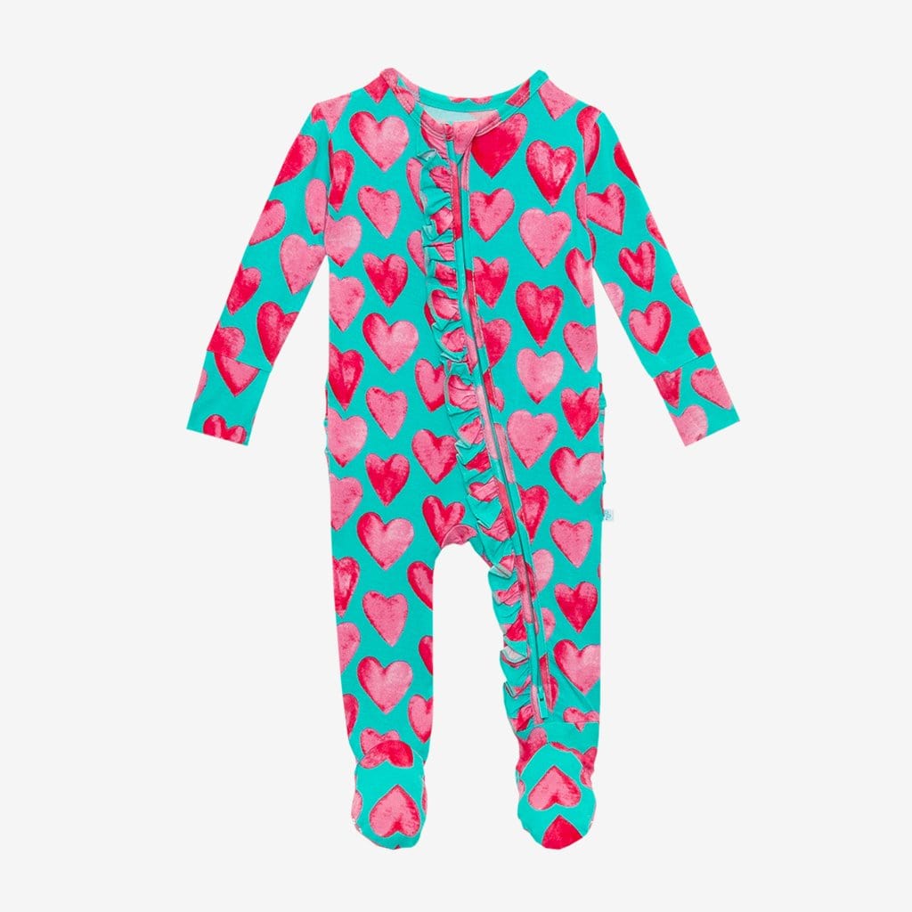 Queen of Hearts Footie Ruffled Zippered One Piece