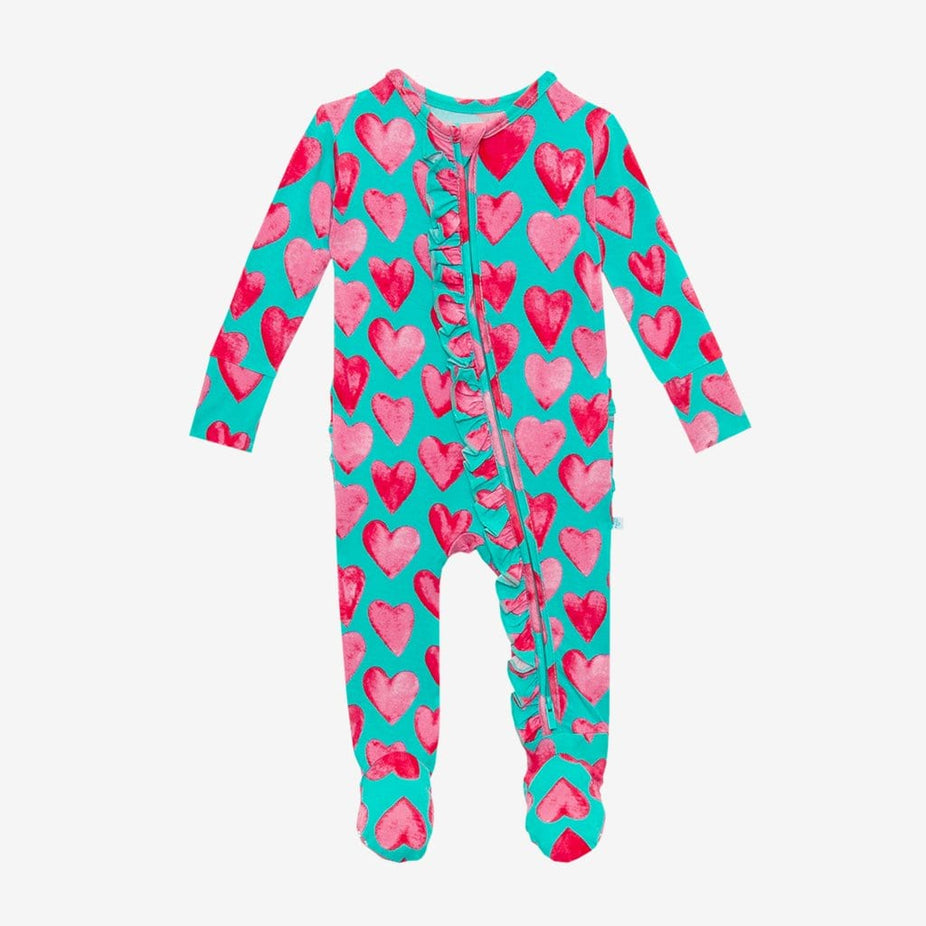 Queen of Hearts Footie Ruffled Zippered One Piece