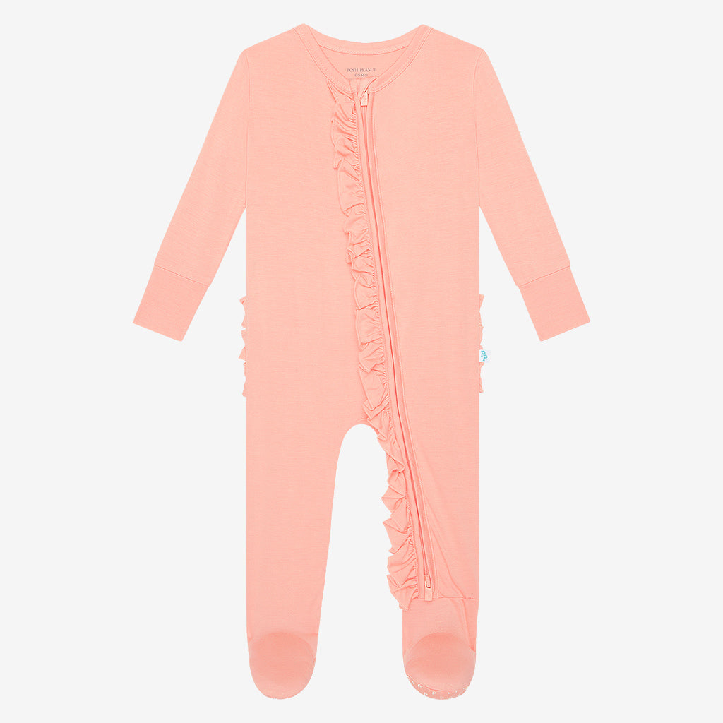 Spring Blossom Footie Ruffled Zippered One Piece