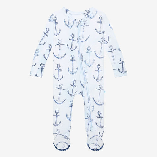 Anchors Away Footie Zippered One Piece