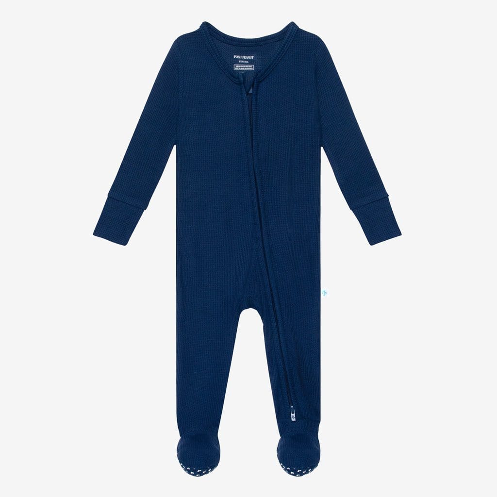 Agate Waffle Footie Zippered One Piece