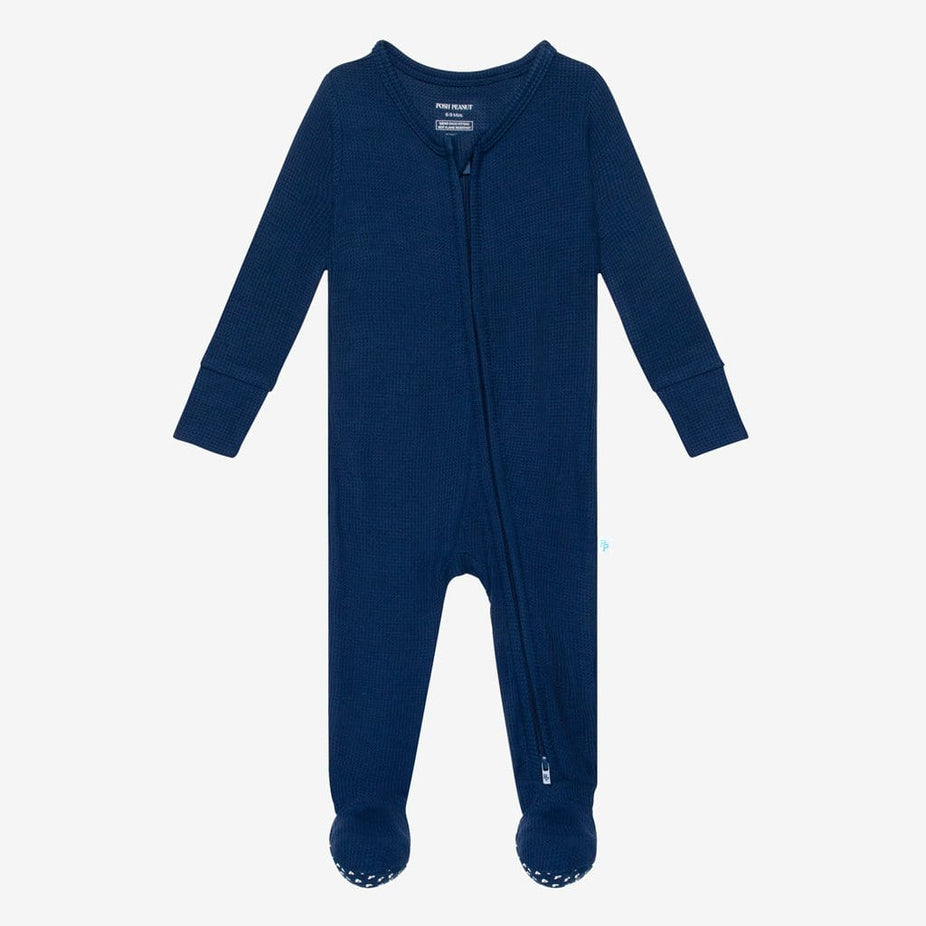 Agate Waffle Footie Zippered One Piece