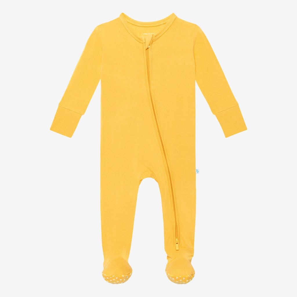 Banana Cream Footie Zippered One Piece