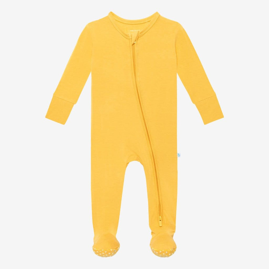 Banana Cream Footie Zippered One Piece