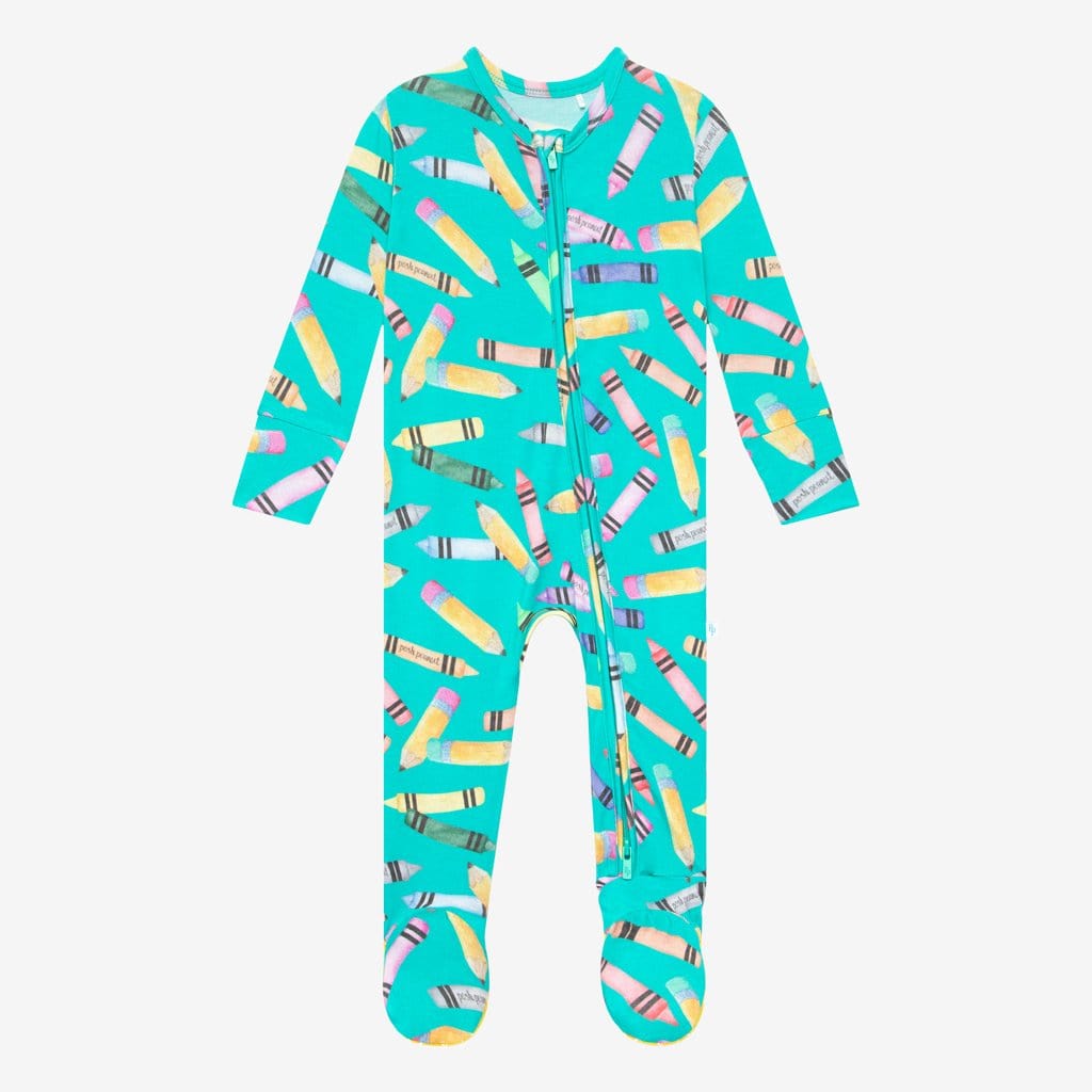 Back to School Footie Zippered One Piece Front