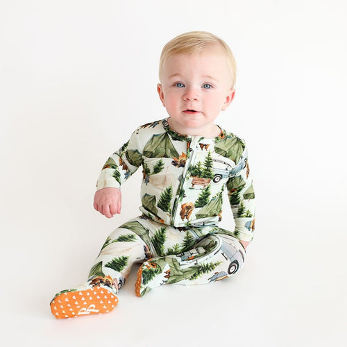 Baby in Camping Baby Footed Pajamas Camp Posh Peanut