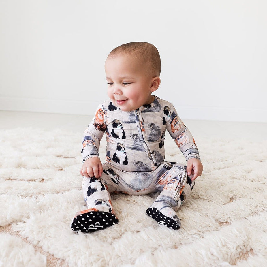 Baby wearing Collyns Footie Zippered One Piece
