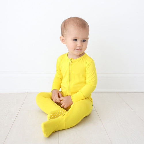 Baby on Electric Yellow Footie Zippered One Piece