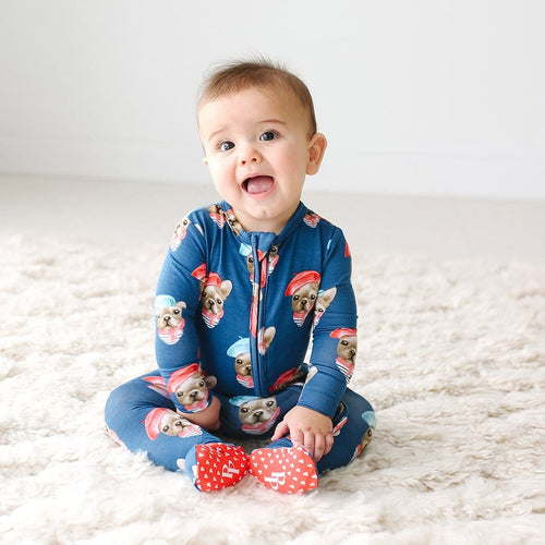 Baby on Frenchie Footie Zippered One Piece