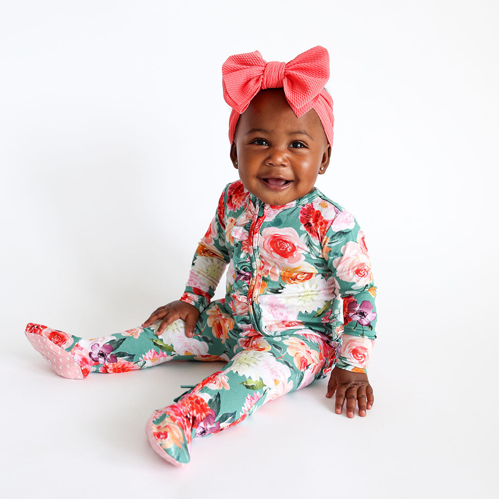 Gabrielle Footie Ruffled Zippered One Piece