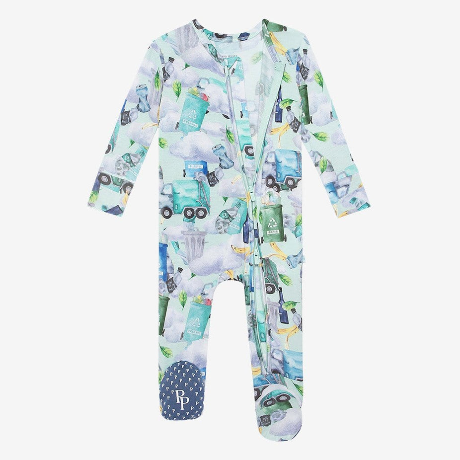 Garbage Trucks Footie Zippered One Piece