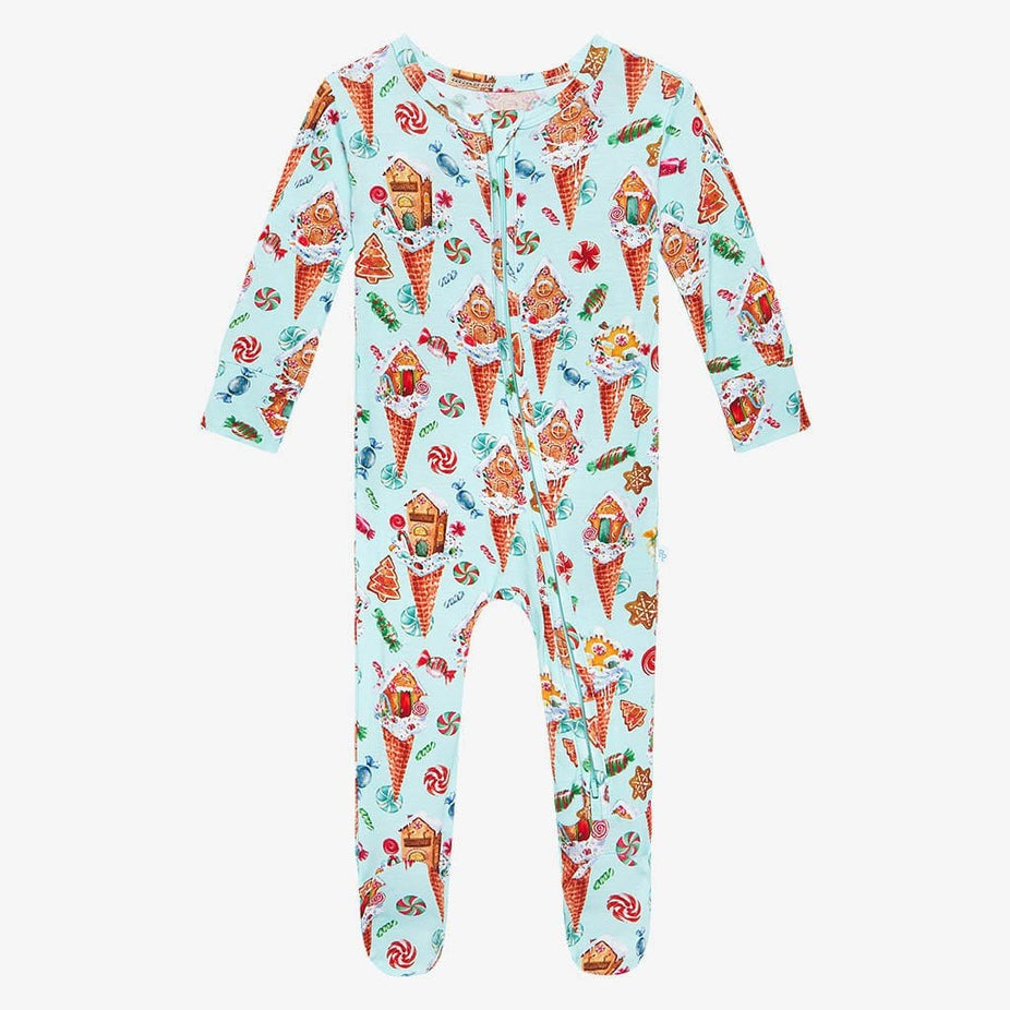 Gingerbreadville Footie Zippered One Piece