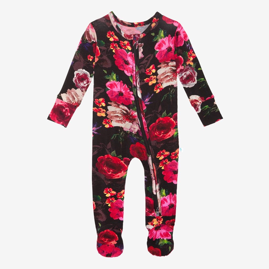 alice + olivia® Midnight Rose Footie Zippered One Piece