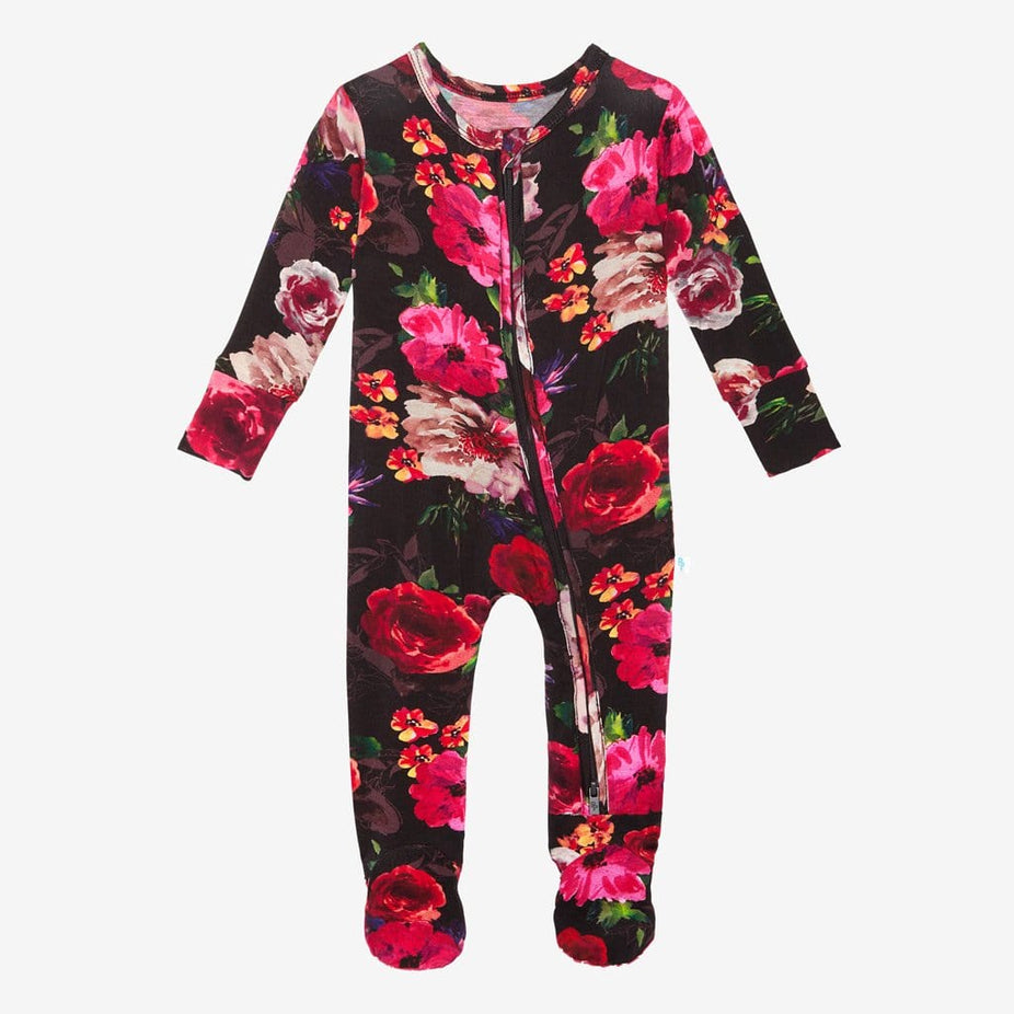 alice + olivia® Midnight Rose Footie Zippered One Piece