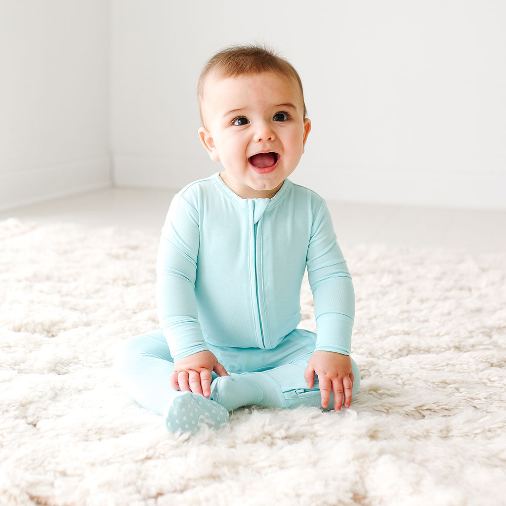 Pastel Blue Footie Zippered One Piece