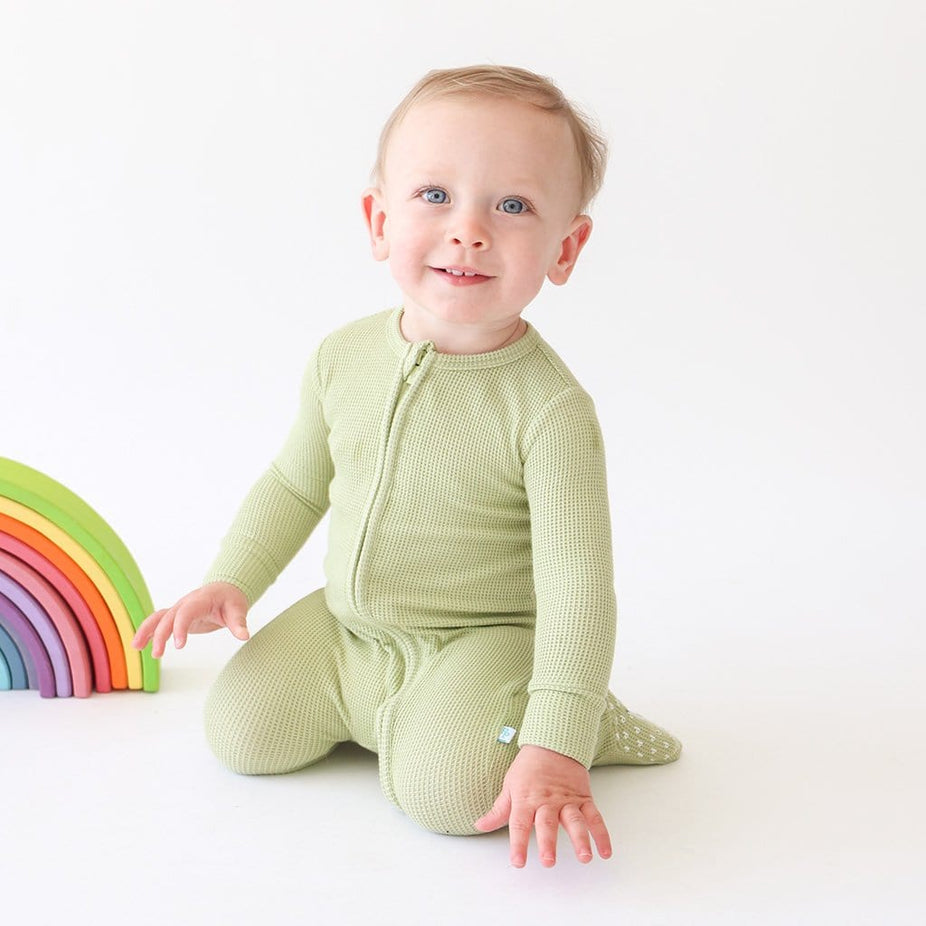 Baby in Waffle Knit Baby Footie Zeytoon Waffle
