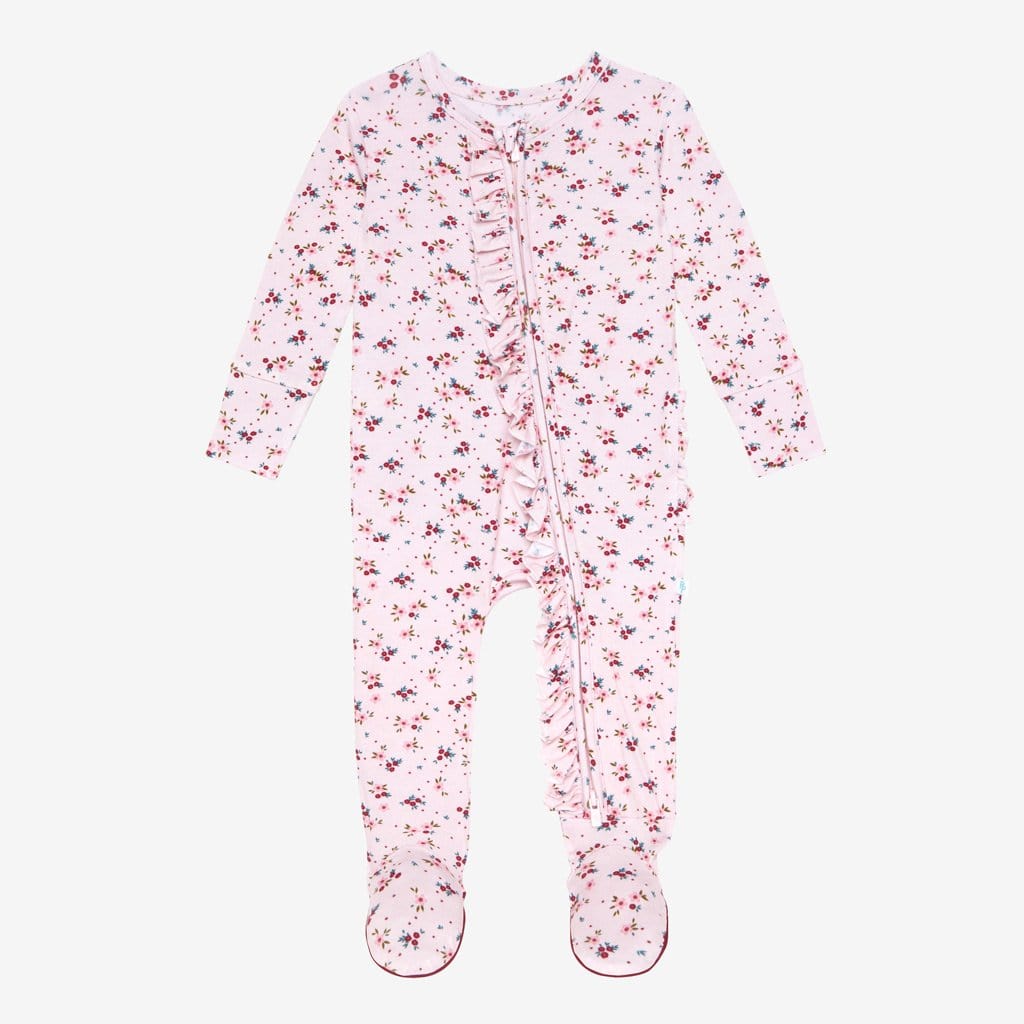 Agnes Footie Ruffled Zippered One Piece Headwrap Set