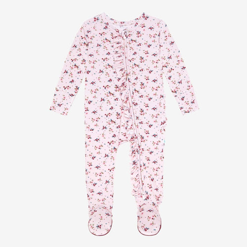 Agnes Footie Ruffled Zippered One Piece Headwrap Set