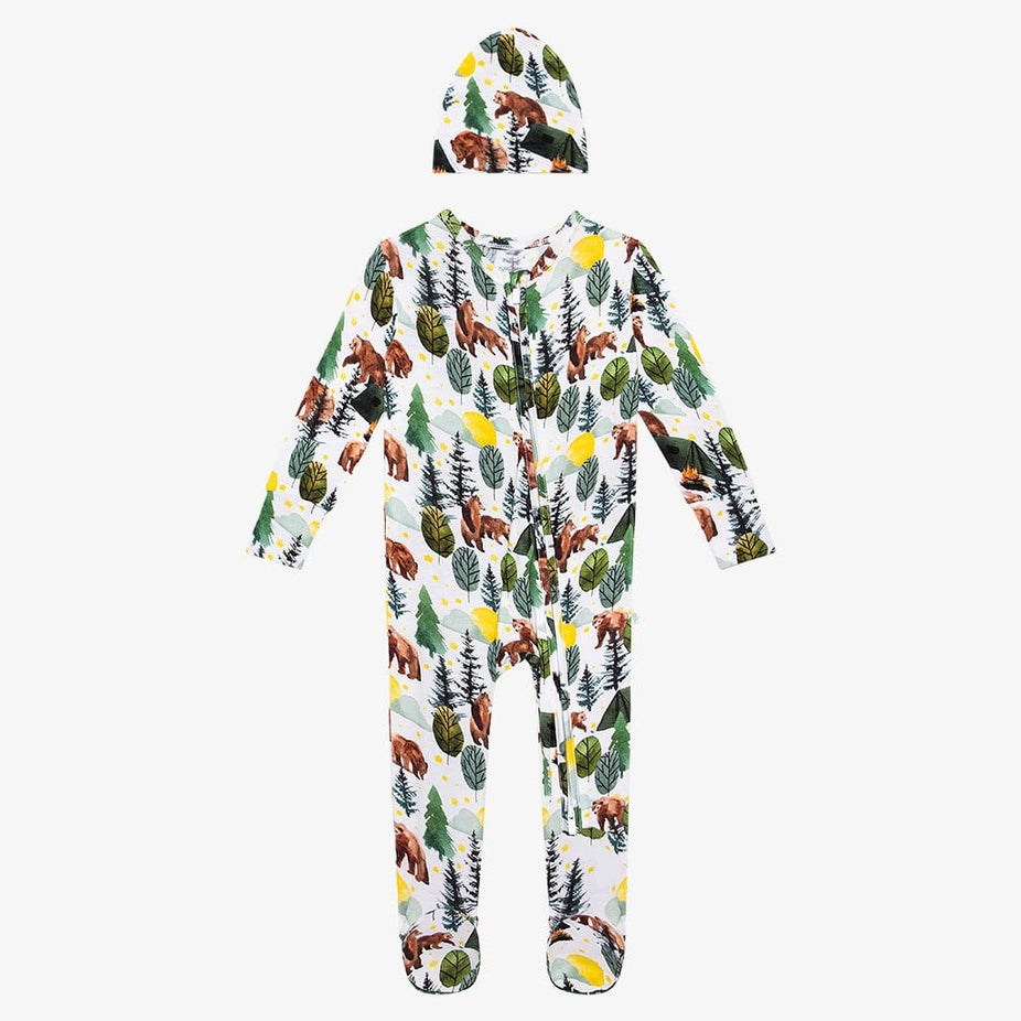 Archer Footie Zippered One Piece Beanie Set