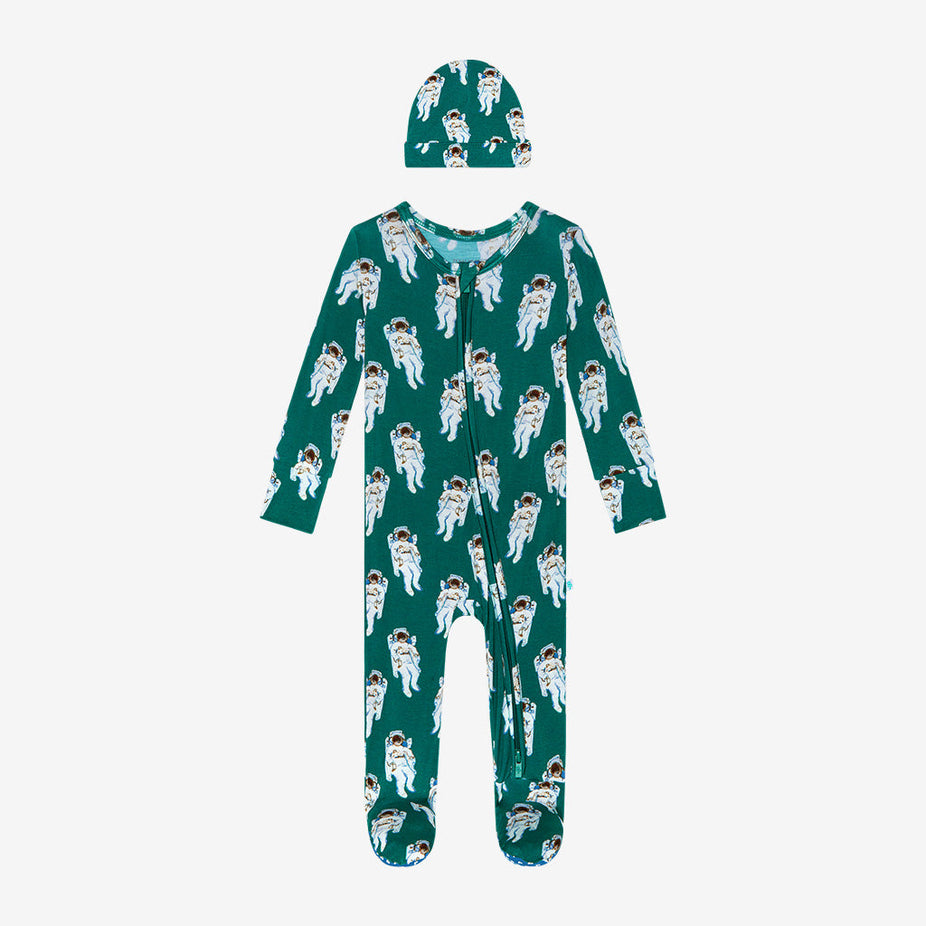 Houston Footie Zippered One Piece Beanie Set