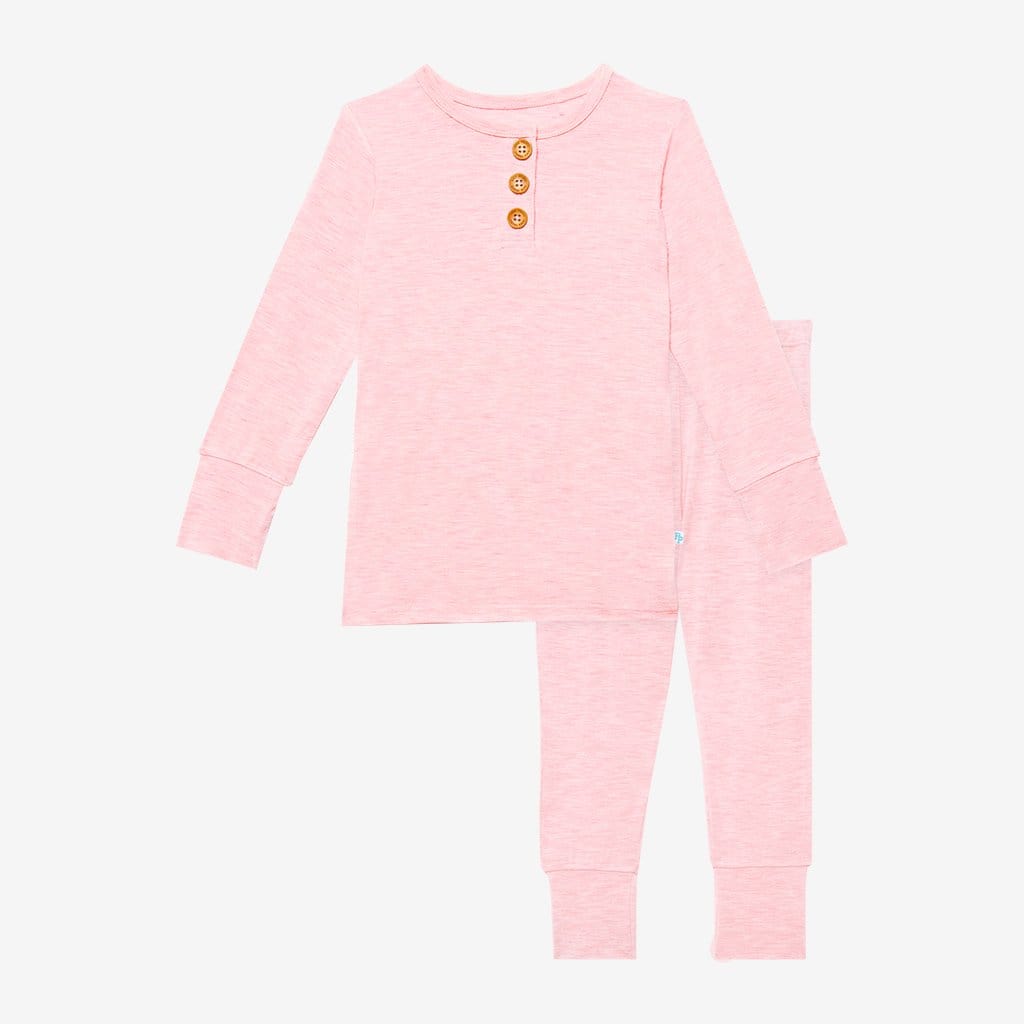 Pink Heather Long Sleeve Henley Pajamas