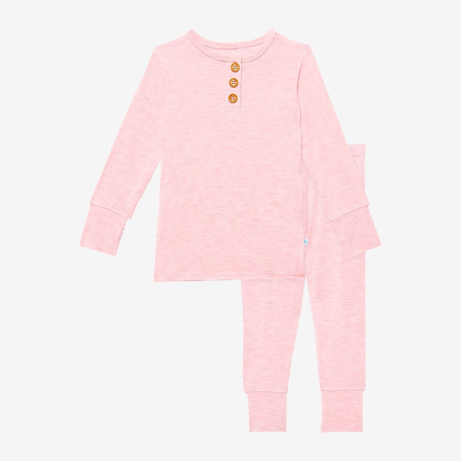 Pink Heather Long Sleeve Henley Pajamas