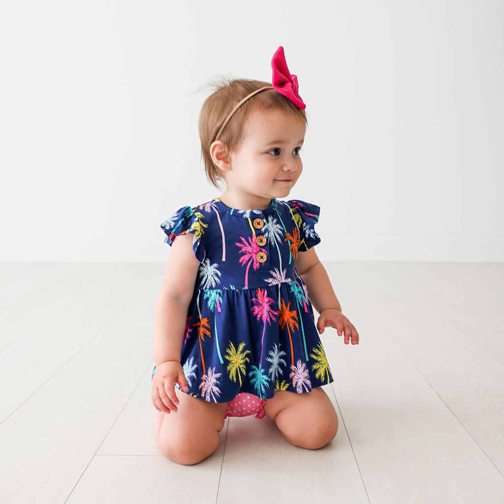 Palmer Ruffled Cap Sleeve Henley Peplum Ruffled Bummie Set