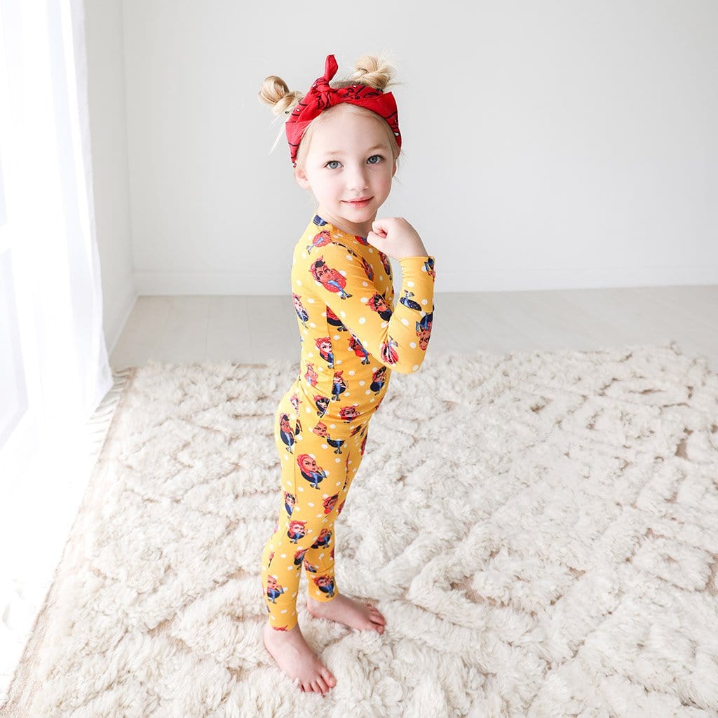 Toddler wearing Rosie the Riveters Long Sleeve Pajamas